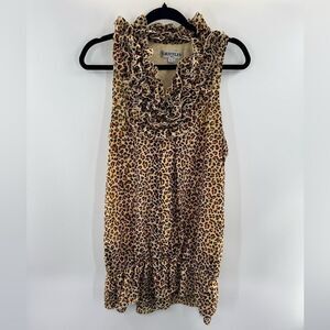 3for$20 Animal Print Sleeveless Ruffle neck Blouse size Large